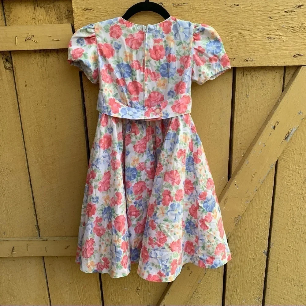 Vintage Sylvia Whyte Floral Dress Girl Cottagecore - Picture 4 of 6